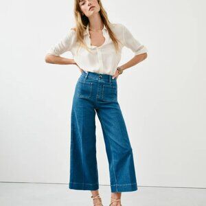 SPANX Cropped Wide Leg Jeans with Patch Pockets